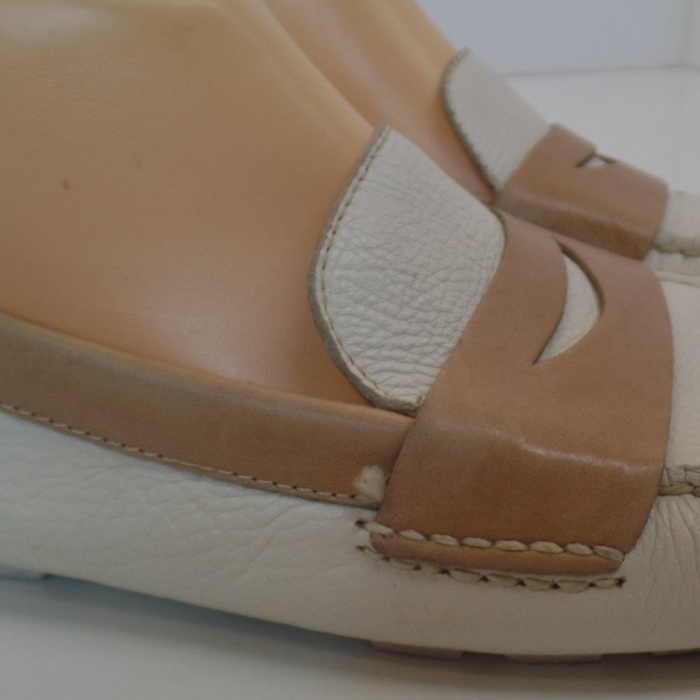 Cole Haan Air White & Tan Leather Slip on Driving Loafers Shoes Sz 9 #D39386 - Picture 11 of 16